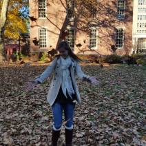 Playing in the autumn leaves in Philadelphia, PA.